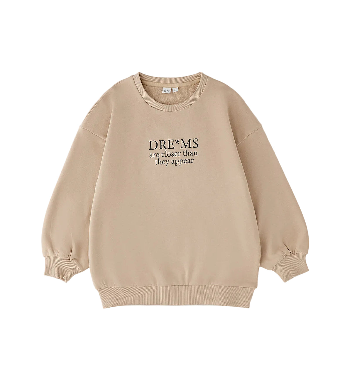 iDO Mädchen Sweatshirt Beige mit Schriftzug – gefaltete Ansicht