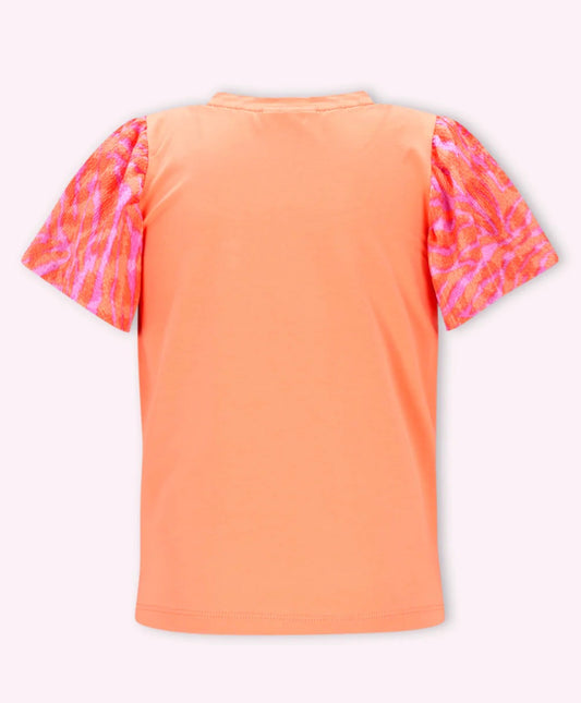 B.Nosy Mädchen Top Coral – Musterärmel Sommer