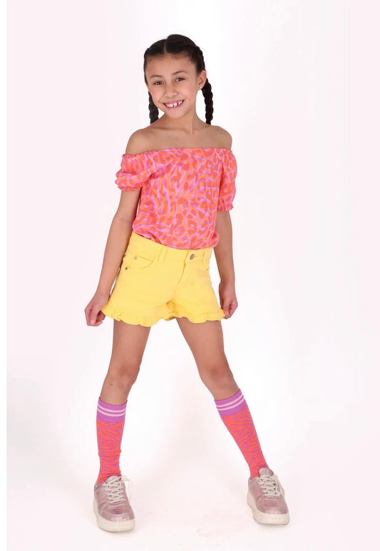 B.Nosy Mädchen Top Zebra Pink – Off-Shoulder