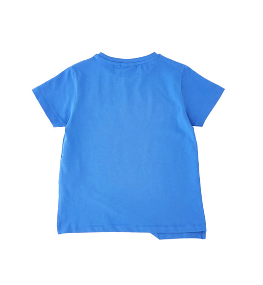 Sarabanda T-Shirt Blau mit Waffel-Print Mokkini Kindermode T-Shirt