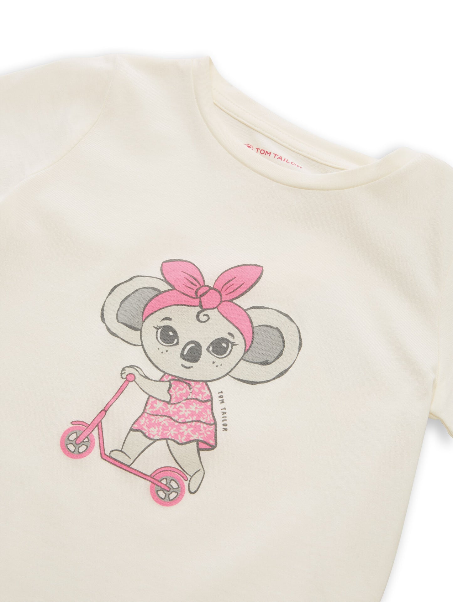 Tom Tailor Mädchen T-Shirt Rosa/Weiß Koala-Motiv