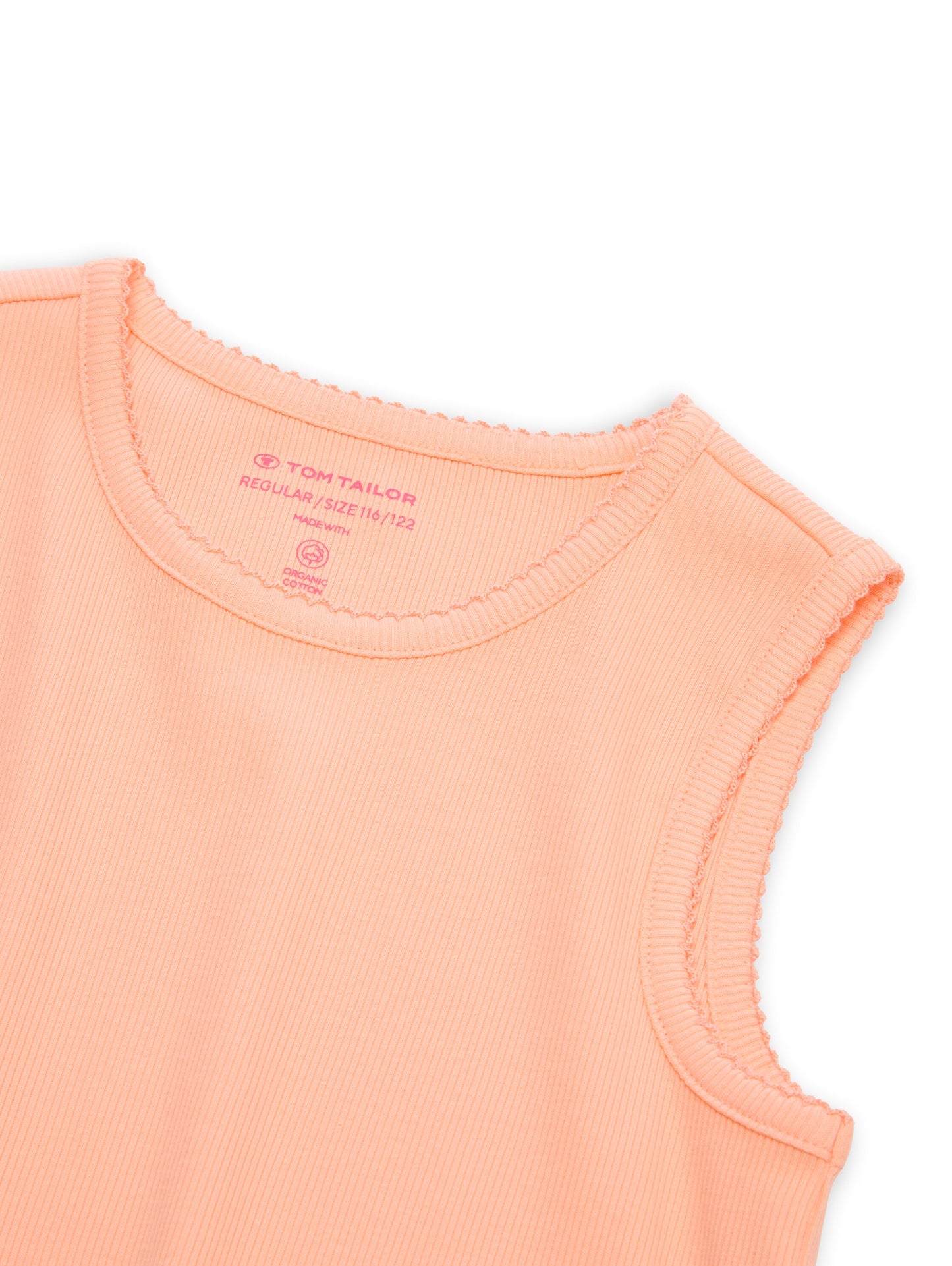 Tom Tailor Mädchen Tank Top Apricot Basic ärmellos