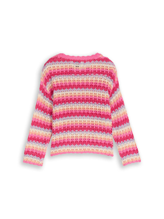 Tom Tailor Mädchen Strickpullover bunt gestreift in Pink