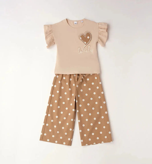 iDO Mädchen 2Teiler Set Herz Punkte-Hose Mokkini Kindermode 2Teiler Set