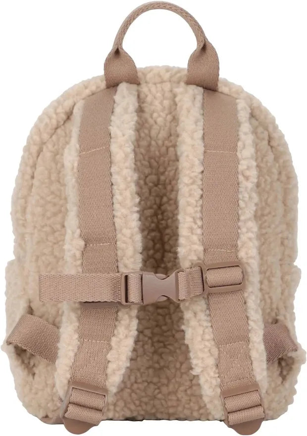 Little Dutch Teddy-Rucksack Forest Friends Taupe – Rückseite mit Brustgurt