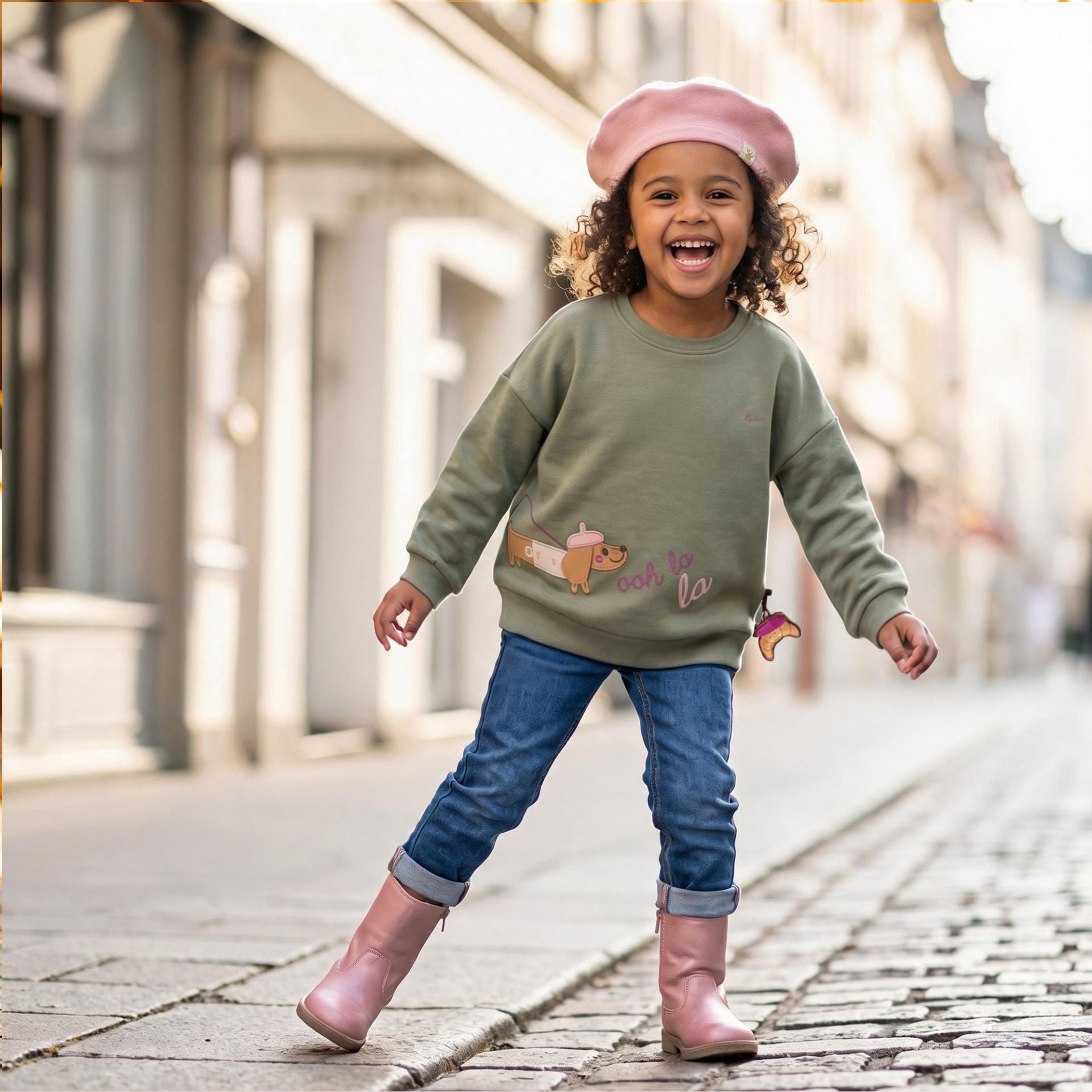 Sigikid Kinder Oversize-Sweatshirt Grün mit Dackel
