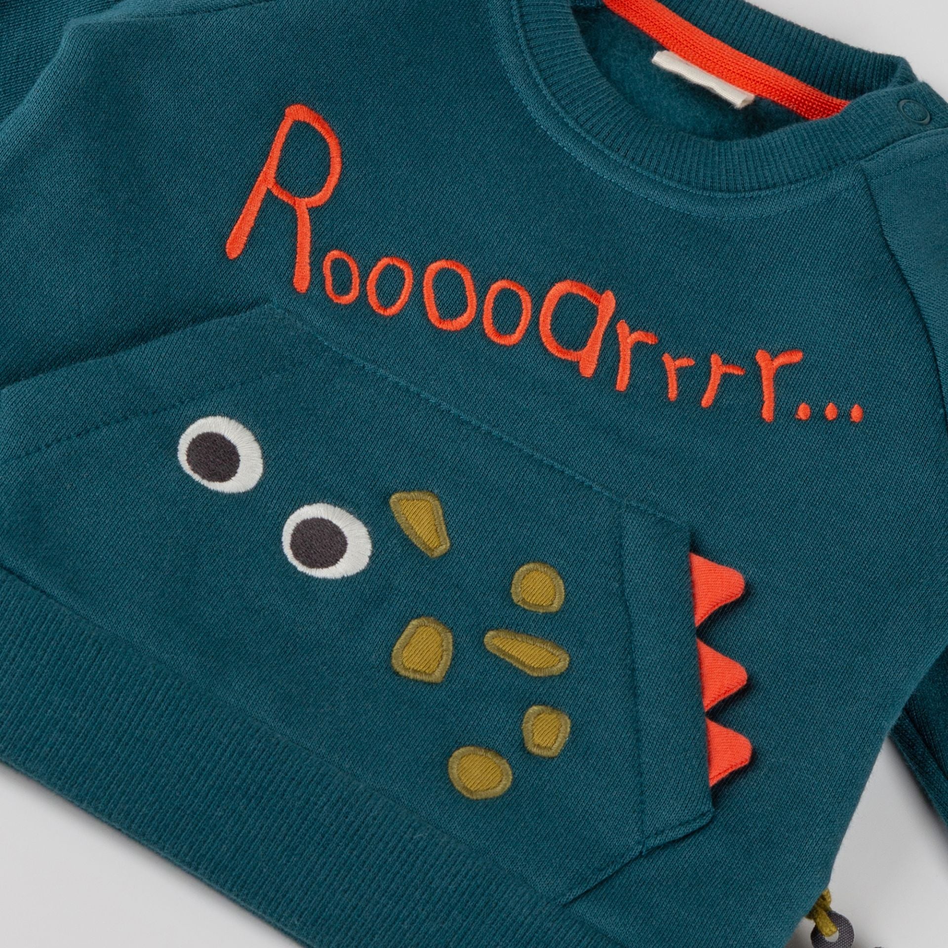 Sigikid Baby Sweatshirt Petrol mit Dino-Tasche