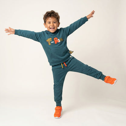 Sigikid Kinder Kapuzenshirt Petrol mit T-Rex