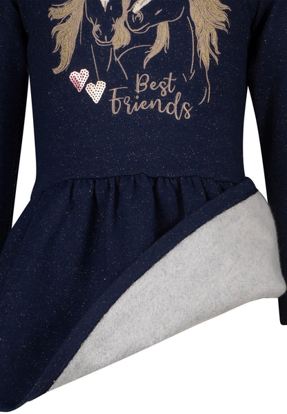 Salt and Pepper Mädchen Sweatkleid Pferd – Dunkelblau