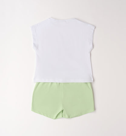 Sarabanda Set Hund Print Grün Weiß Mädchen