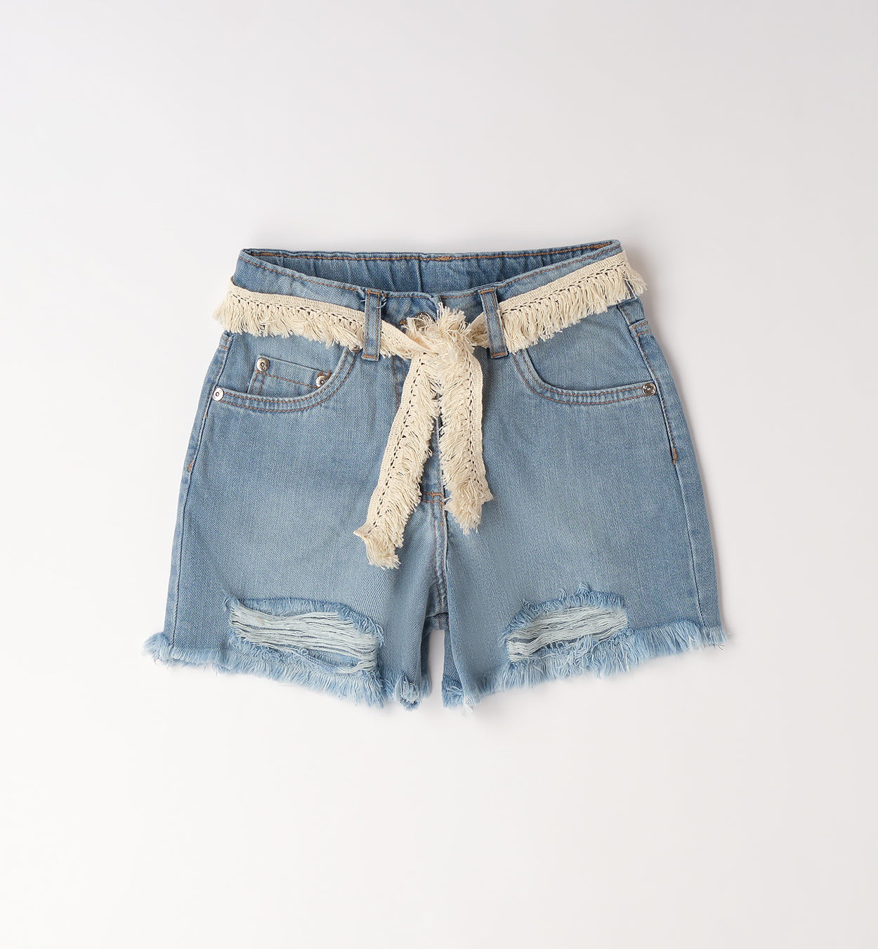 Sarabanda Jeans-Shorts Mädchen Used Look mit Fransenband