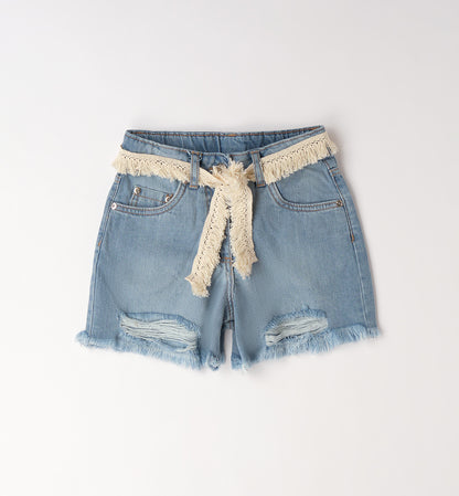 Sarabanda Jeans-Shorts Mädchen Used Look mit Fransenband