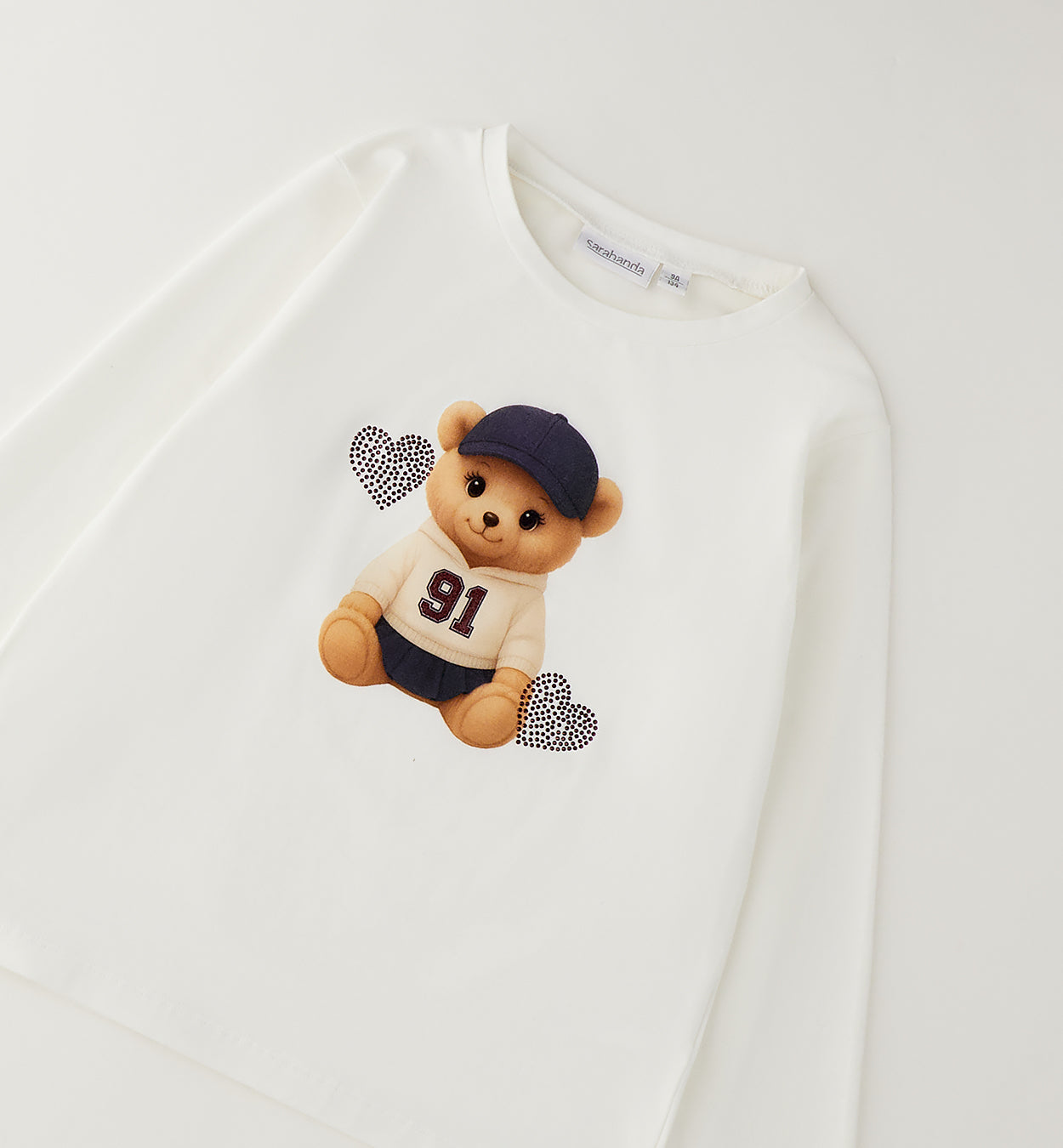 Sarabanda Mädchen Langarmshirt mit Teddy-Motiv in Off White - 0.H233/00-0112_1