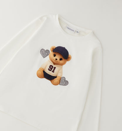 Sarabanda Mädchen Langarmshirt mit Teddy-Motiv in Off White - 0.H233/00-0112_1
