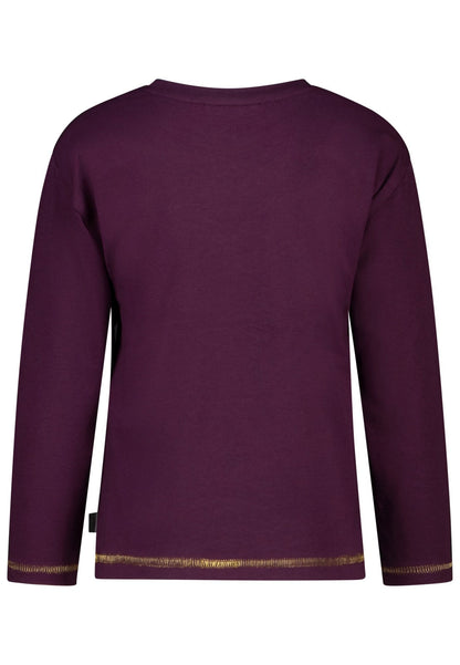 Salt and Pepper Mädchen Langarmshirt Blumenherz Dunkellila – weitere Ansicht 2