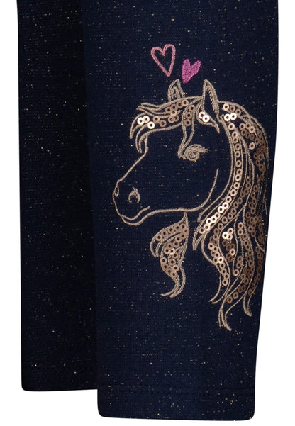 Salt and Pepper Mädchen Leggings Glitzerstruktur Dunkelblau
