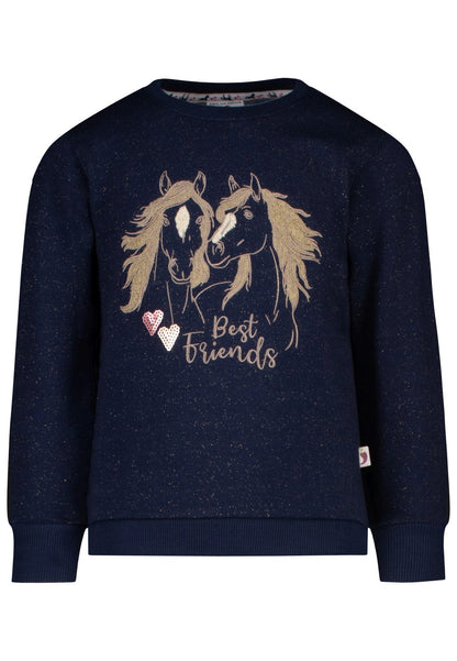 Salt and Pepper Mädchen Sweatshirt Pferde Best Friends Dunkelblau