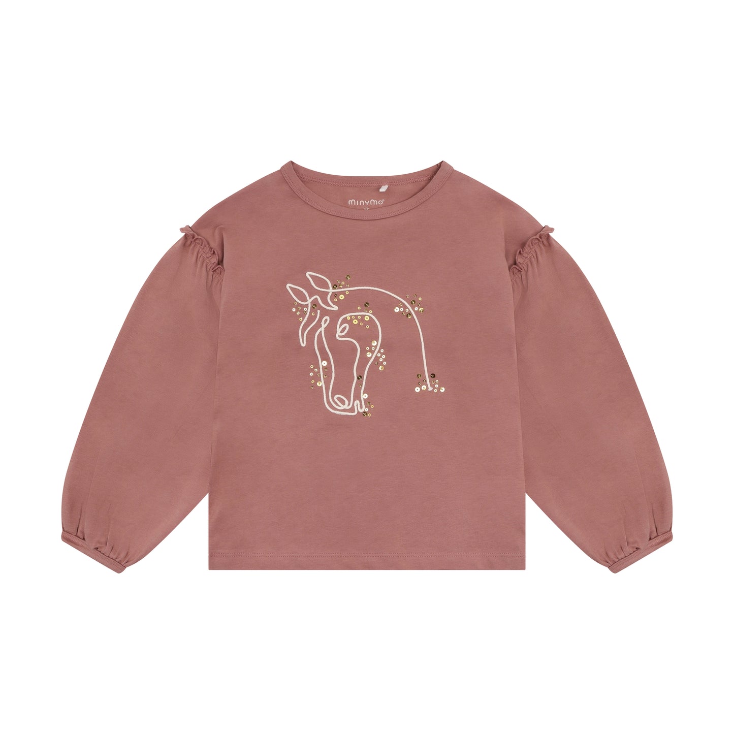 Minymo Mädchen Langarmshirt strukturiert – Rosa – Vorderansicht