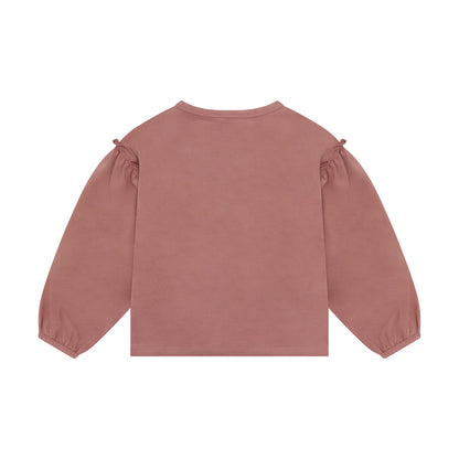 Minymo Mädchen Langarmshirt strukturiert – Rosa – Rückansicht