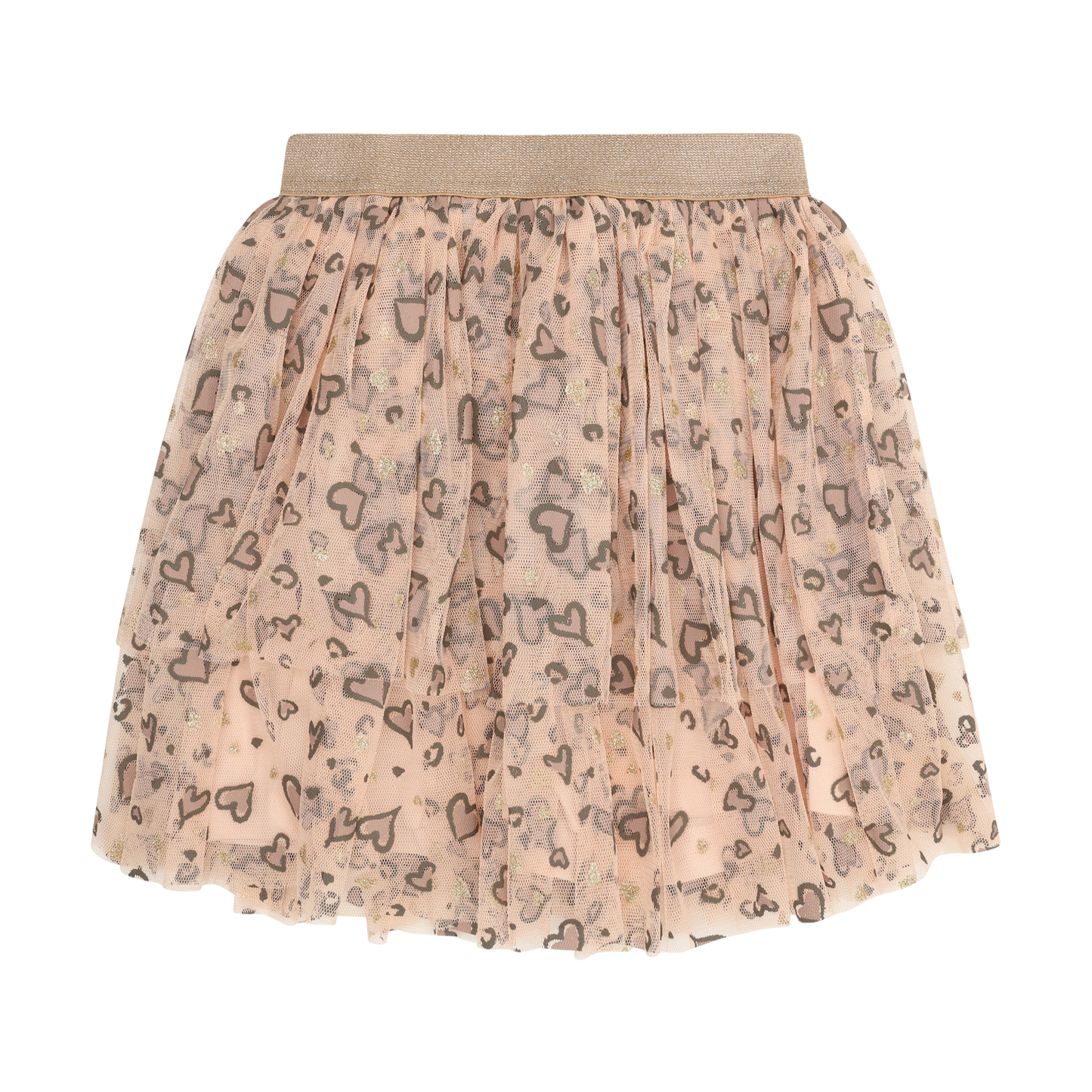 Minymo Mädchen Rock Mesh Allover-Print – Rosa – Vorderansicht