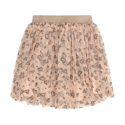 Minymo Mädchen Rock Mesh Allover-Print – Rosa – Vorderansicht