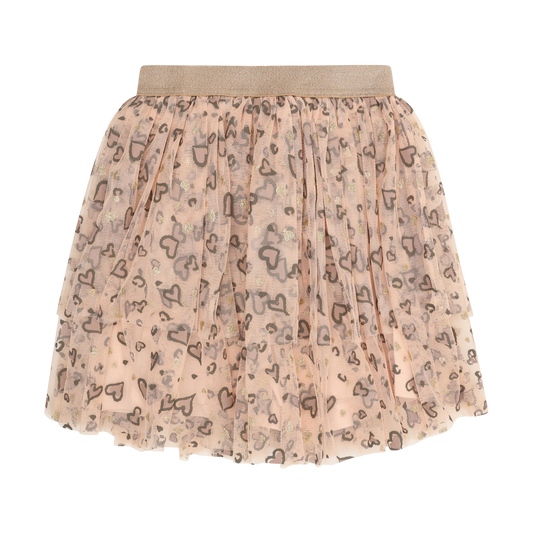 Minymo Mädchen Rock Mesh Allover-Print – Rosa – Vorderansicht