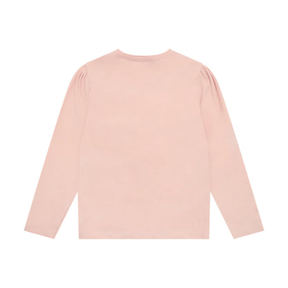 Minymo Mädchen Langarmshirt strukturiert – Rosa – Rückansicht