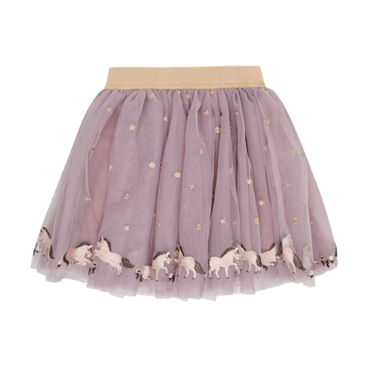 Minymo Mädchen Rock Mesh mit Stickerei – Beige – Vorderansicht