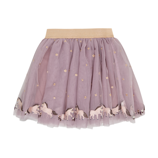 Minymo Mädchen Rock Mesh mit Stickerei – Beige – Vorderansicht