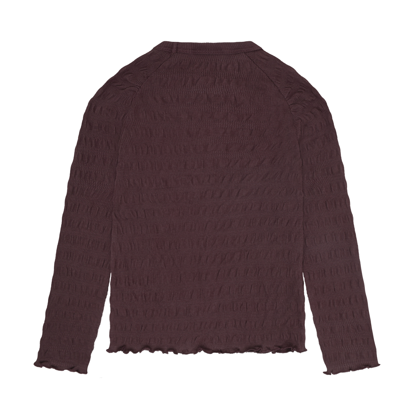 Minymo Mädchen Langarmshirt strukturiert – Bordeaux – Rückansicht