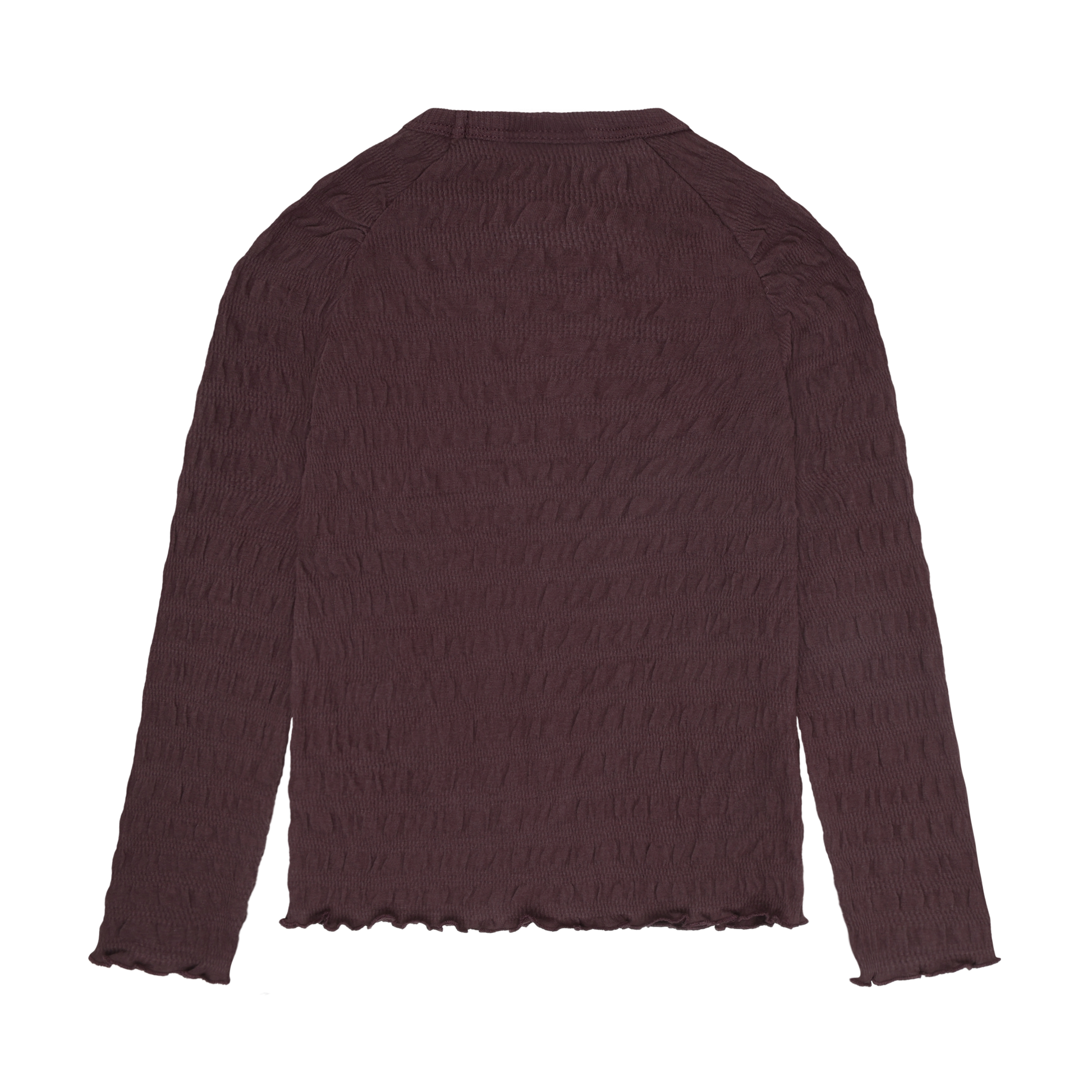 Minymo Mädchen Langarmshirt strukturiert – Bordeaux – Rückansicht