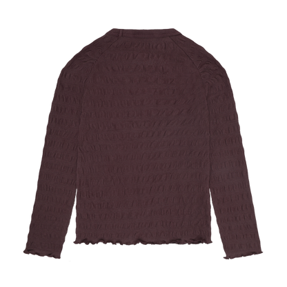 Minymo Mädchen Langarmshirt strukturiert – Bordeaux – Rückansicht
