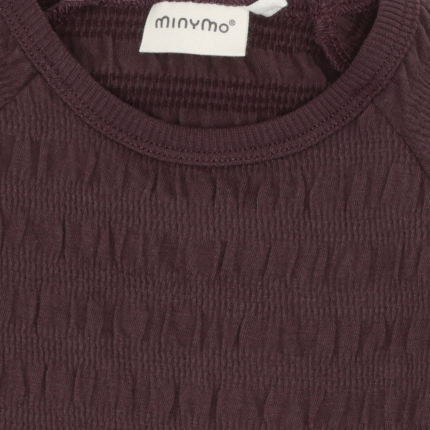 Minymo Mädchen Langarmshirt strukturiert – Bordeaux – Produktansicht F