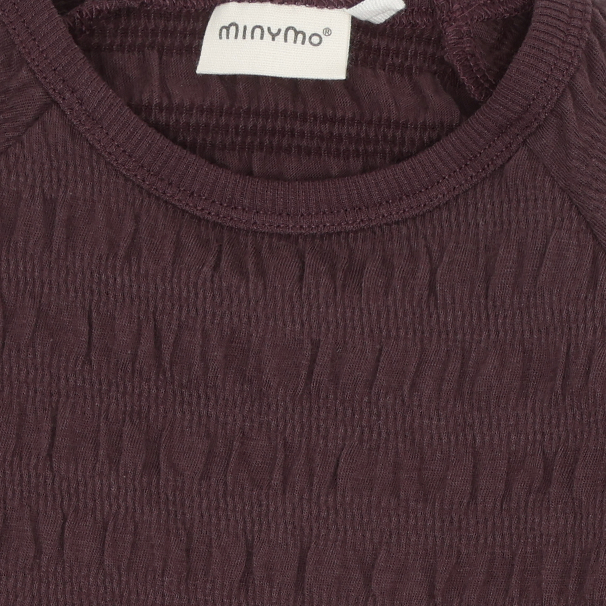 Minymo Mädchen Langarmshirt strukturiert – Bordeaux – Produktansicht F