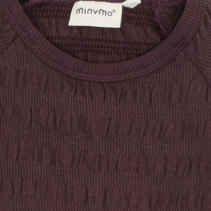 Minymo Mädchen Langarmshirt strukturiert – Bordeaux – Produktansicht F