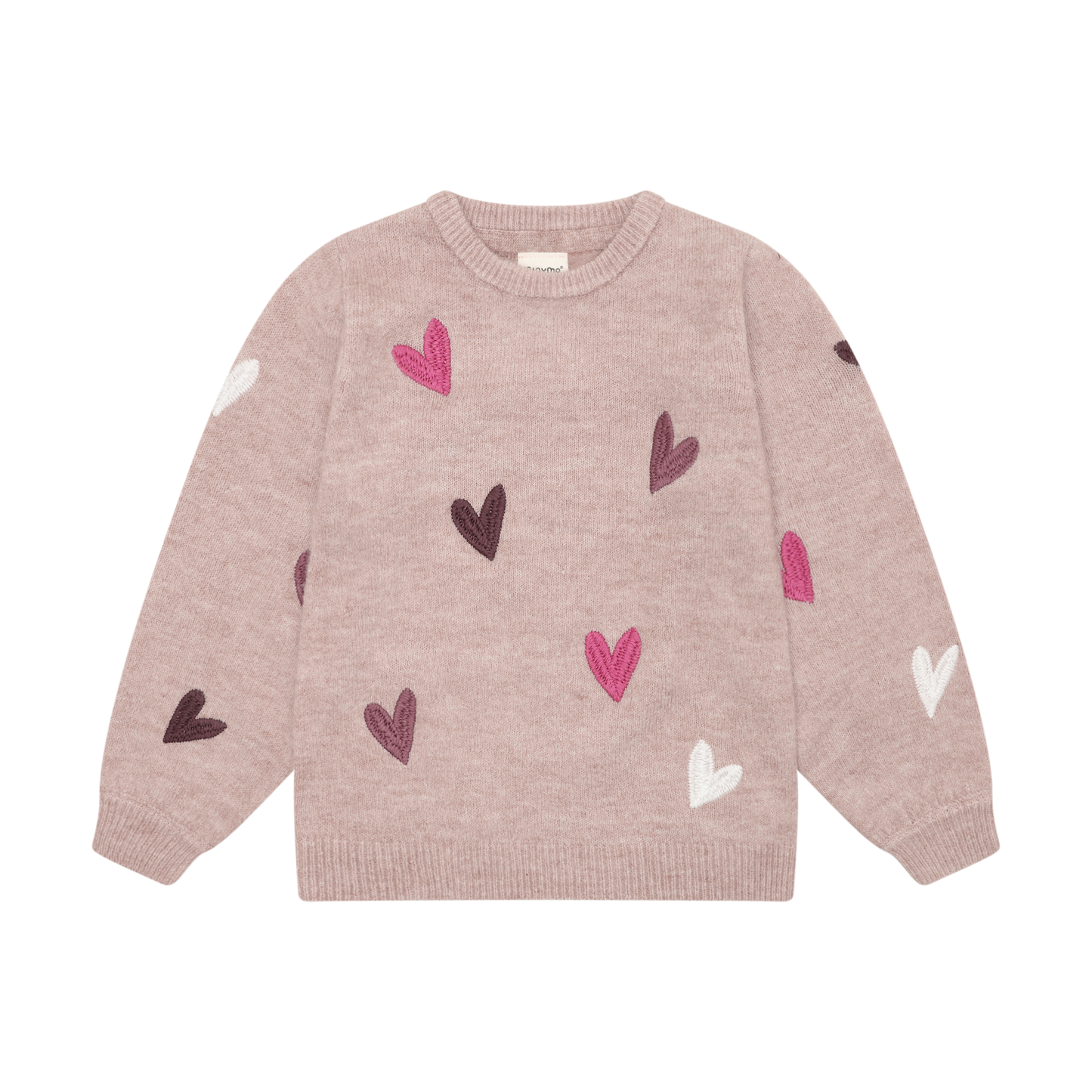 Minymo Mädchen Strickpullover gemustert – Beige – Vorderansicht