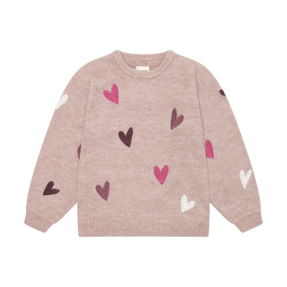 Minymo Mädchen Strickpullover gemustert – Beige – Vorderansicht