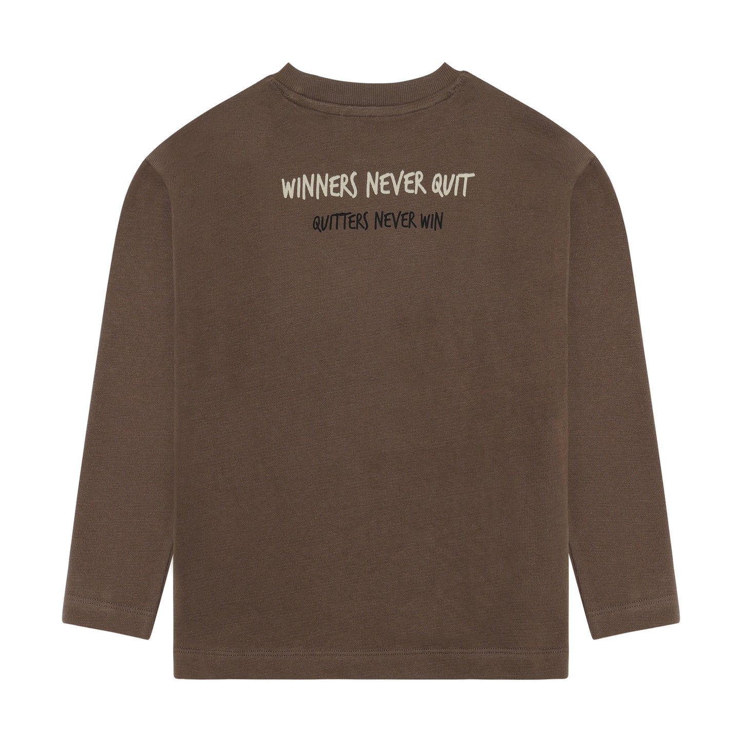 Minymo Jungen Langarmshirt strukturiert – Braun – Rückansicht