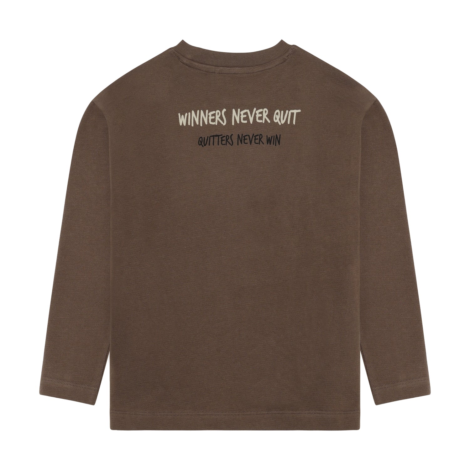 Minymo Jungen Langarmshirt strukturiert – Braun – Rückansicht