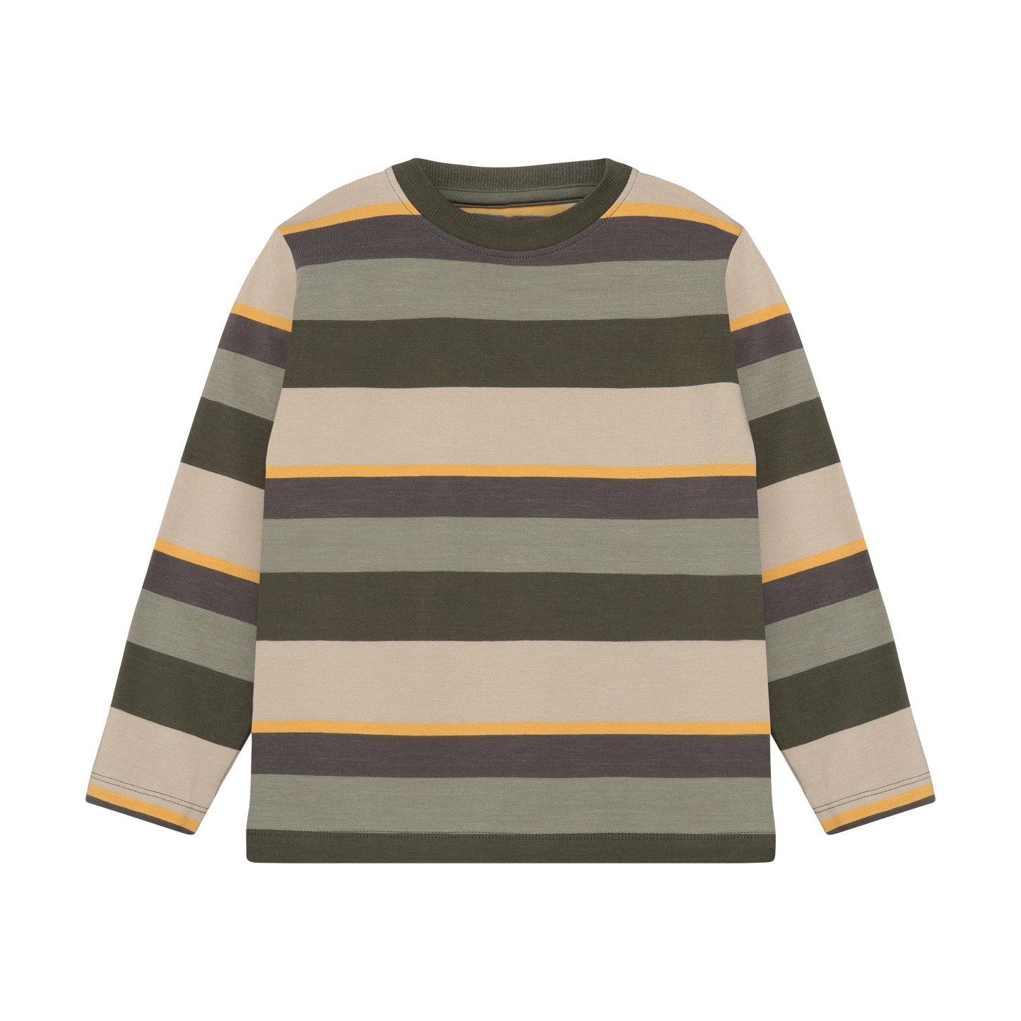 Minymo Jungen Langarmshirt gestreift – Grün – Vorderansicht