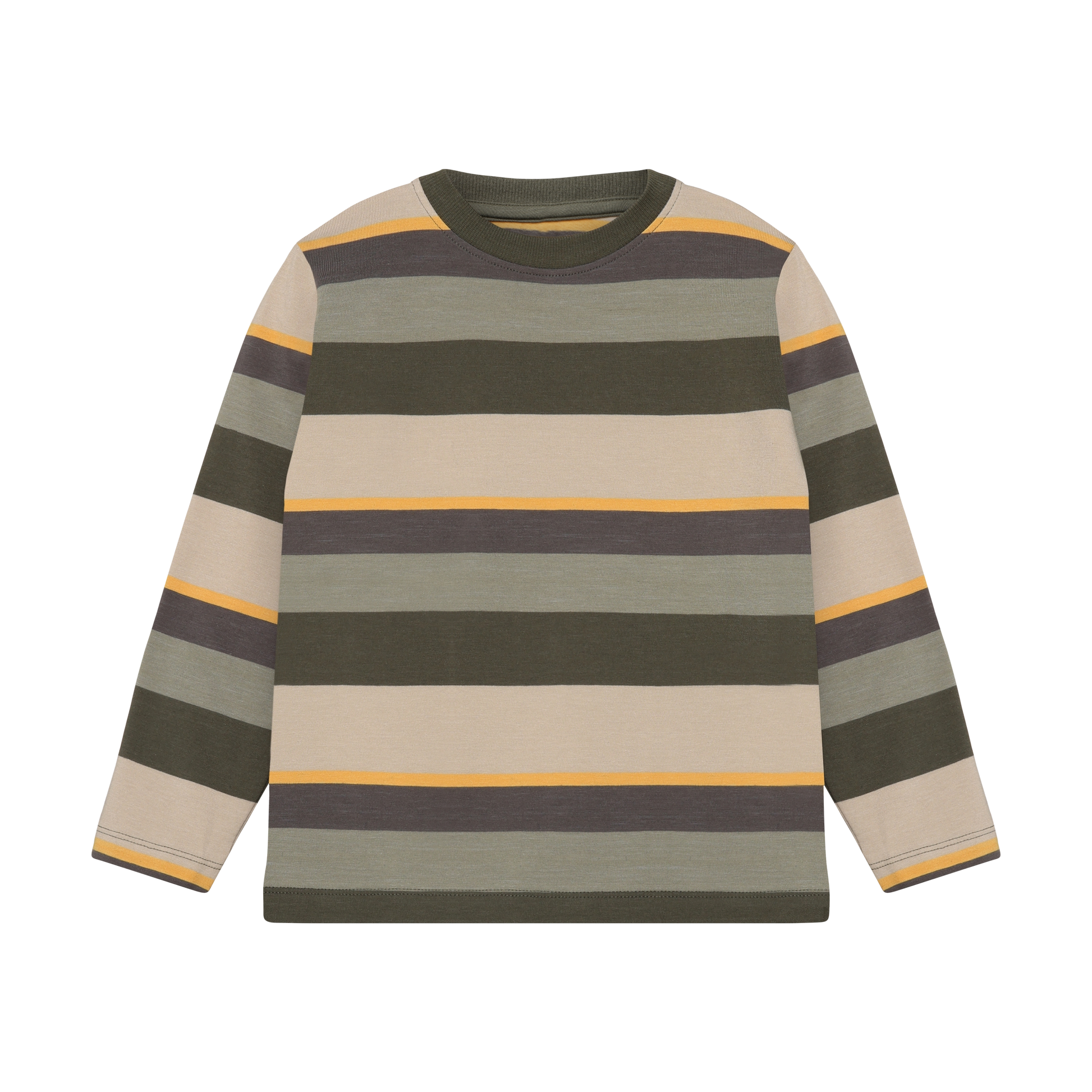 Minymo Jungen Langarmshirt gestreift – Grün – Vorderansicht