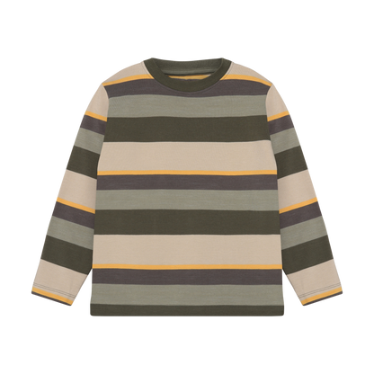 Minymo Jungen Langarmshirt gestreift – Grün – Vorderansicht