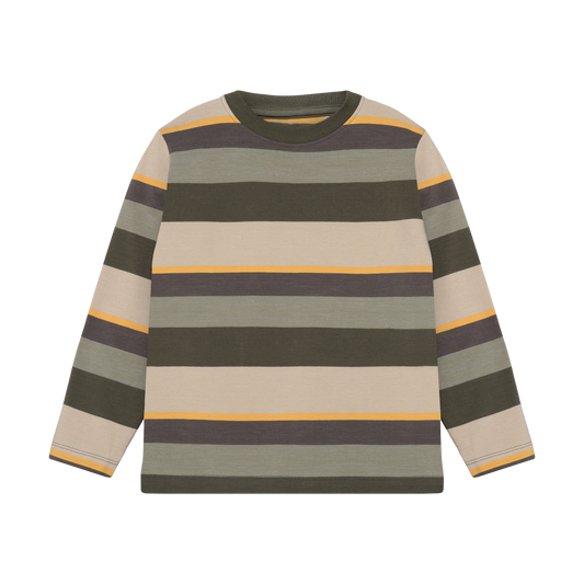 Minymo Jungen Langarmshirt gestreift – Grün – Vorderansicht