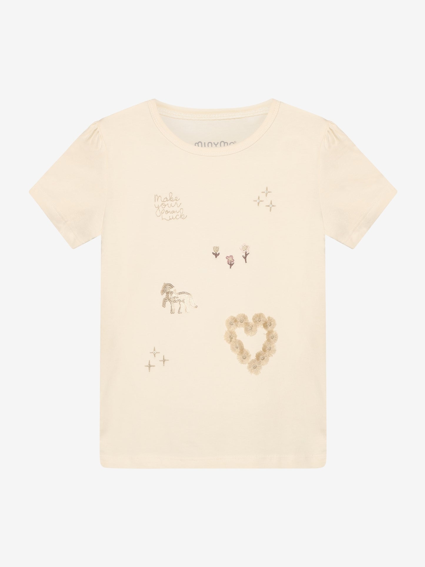 Minymo T-Shirt mit Pferd und Herz Motiv
