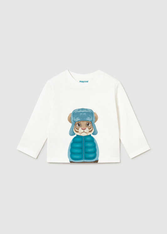 Mayoral Baby Junge Shirt animal play Sahne-Blau Ansicht 4