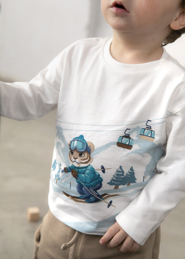 Mayoral Baby Junge Shirt langarm Landschaft Sahne-Blau Ansicht 2