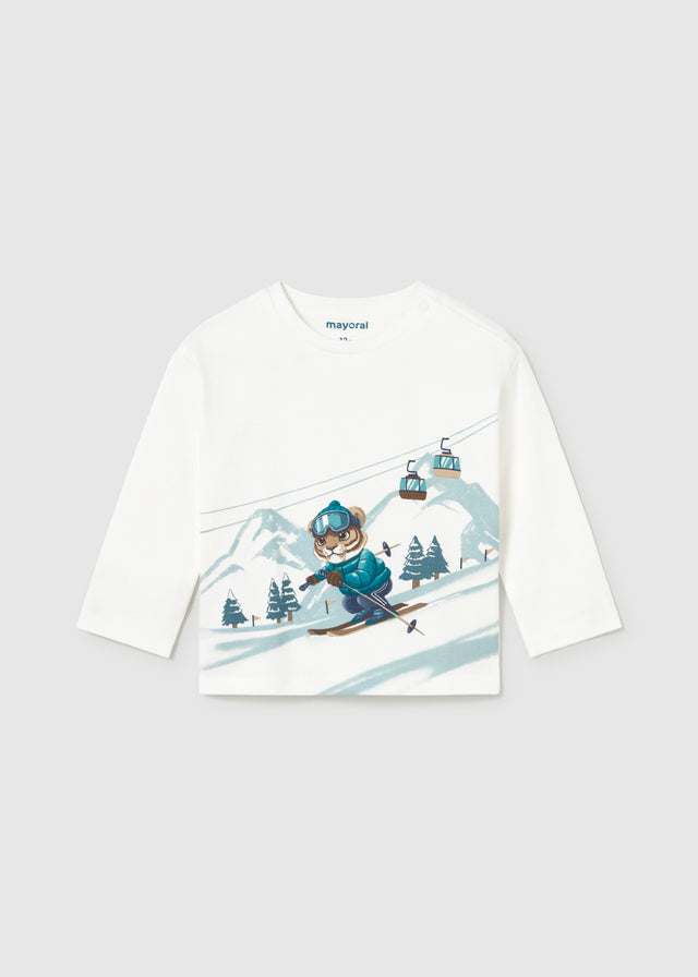 Mayoral Baby Junge Shirt langarm Landschaft Sahne-Blau Ansicht 4