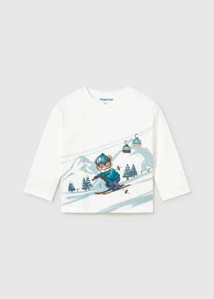 Mayoral Baby Junge Shirt langarm Landschaft Sahne-Blau Ansicht 4