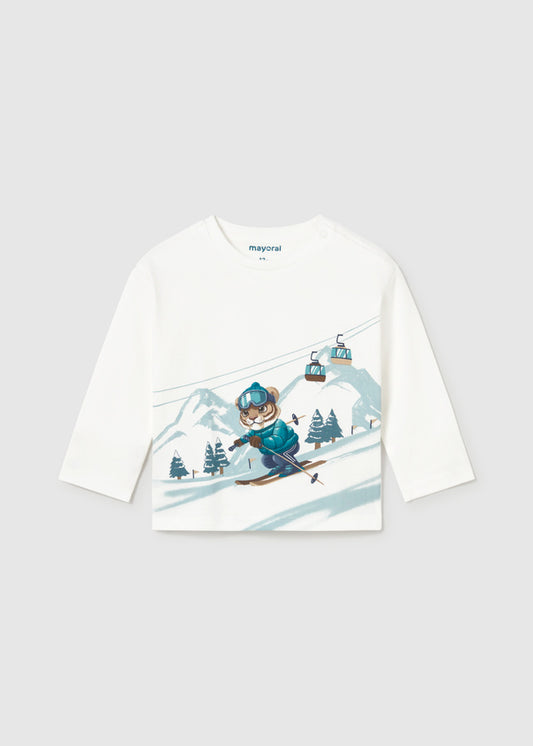 Mayoral Baby Junge Shirt langarm Landschaft Sahne-Blau Ansicht 4