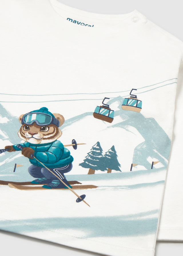 Mayoral Baby Junge Shirt langarm Landschaft Sahne-Blau Ansicht 6